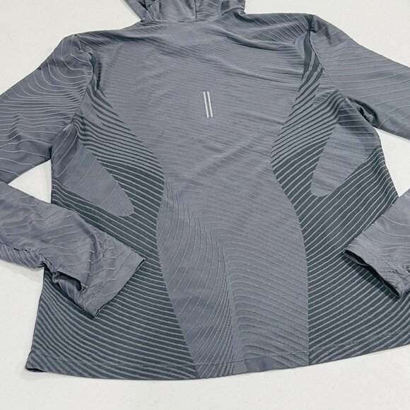 Nike Dri Fit Textured Smoke Grey Running Shirt Hooded CU3381 084 Large Women's. - Picture 6 of 8
